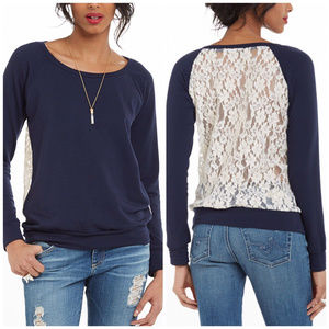 Anthropologie Bordeaux Sweatshirt w Lace Back S